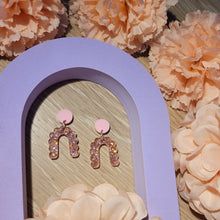 Load image into Gallery viewer, Pink Glitter Arch Earrings