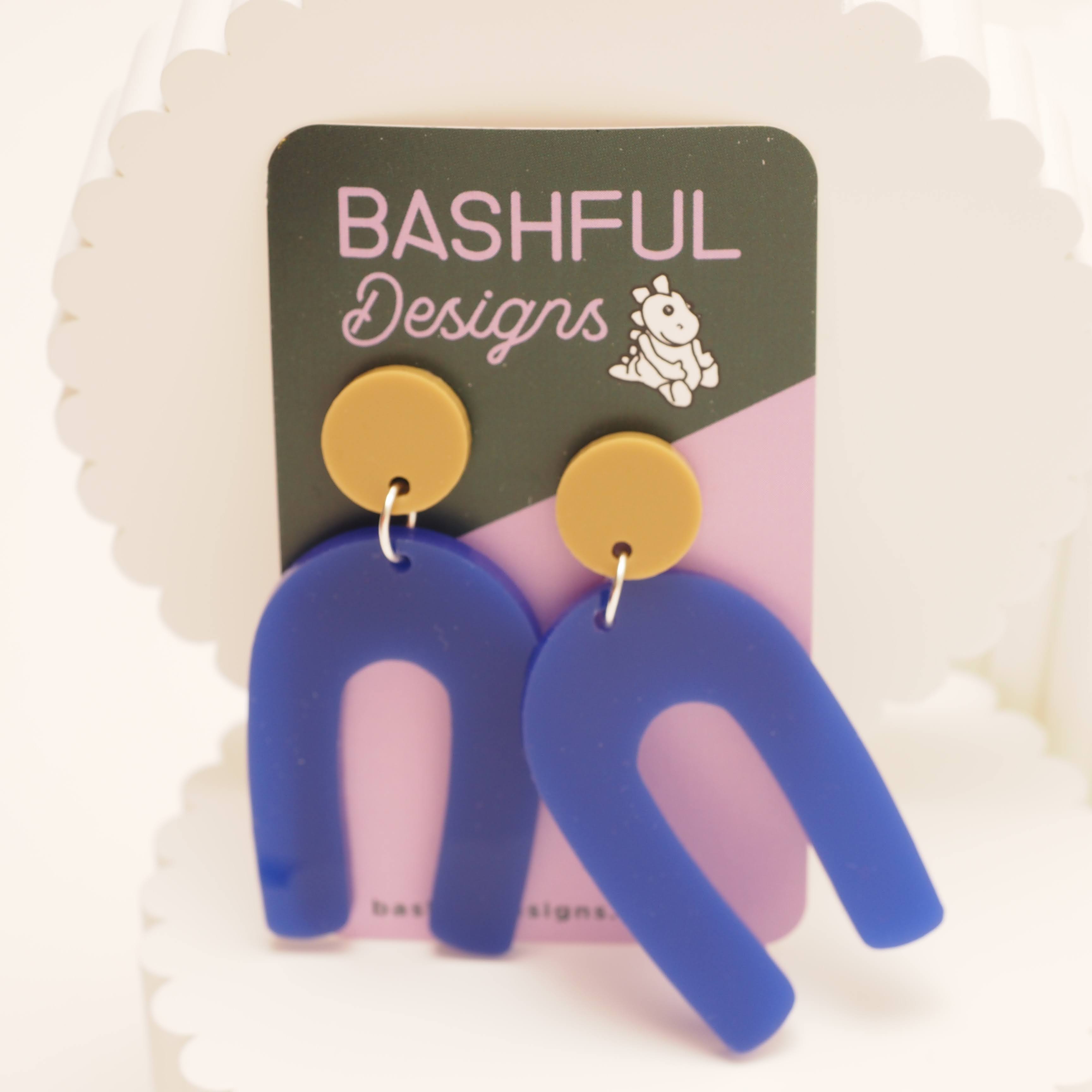 Future Me navy blue arch earrings