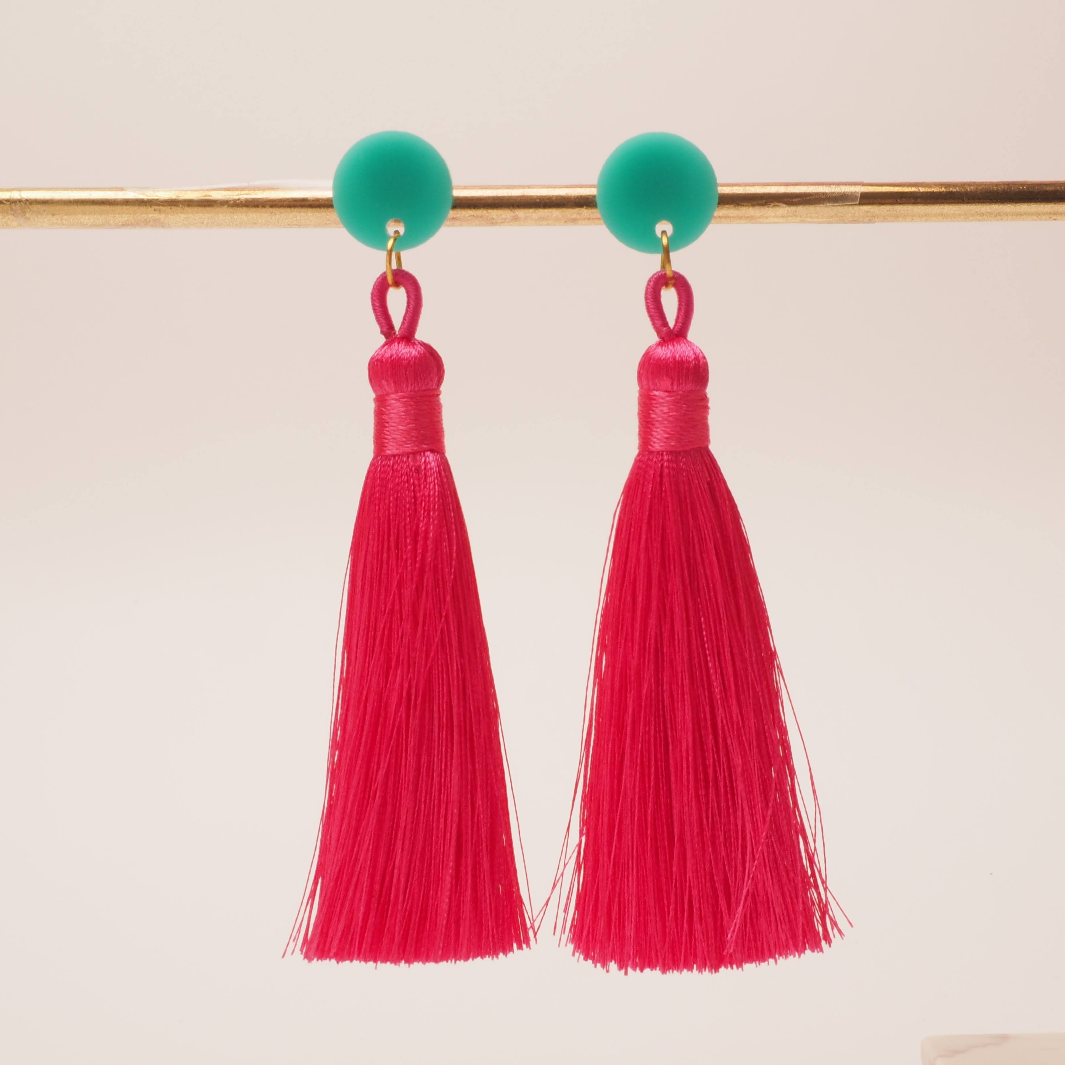 Pink Tassel, No Hassle — Lightweight Statement Earrings Australia, Burlesque Drop Earrings