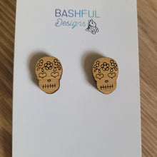 Load image into Gallery viewer, Day Of The Dead Skull Stud Earrings