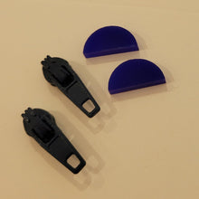 Load image into Gallery viewer, Blue Zips &amp; Blue Semi-Circle Acrylic Stud Earring Duo