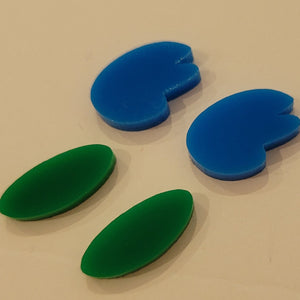 Blue Wing & Green Leaf Acrylic Stud Earring Duo