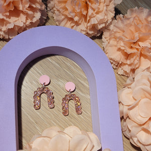 Pink Glitter Arch Earrings