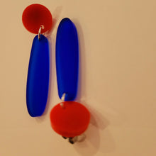 Load image into Gallery viewer, Blue and Red Droplet Earrings
