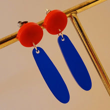 Load image into Gallery viewer, Blue and Red Droplet Earrings