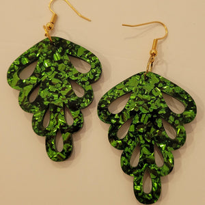Green Leaf Elegant 60s Vintage Style Earrings
