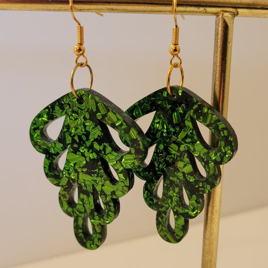 Green Leaf Vintage Style Earrings