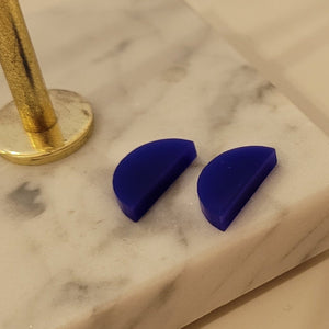 Blue Zips & Blue Semi-Circle Acrylic Stud Earring Duo