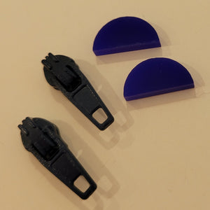 Blue Zips & Blue Semi-Circle Acrylic Stud Earring Duo