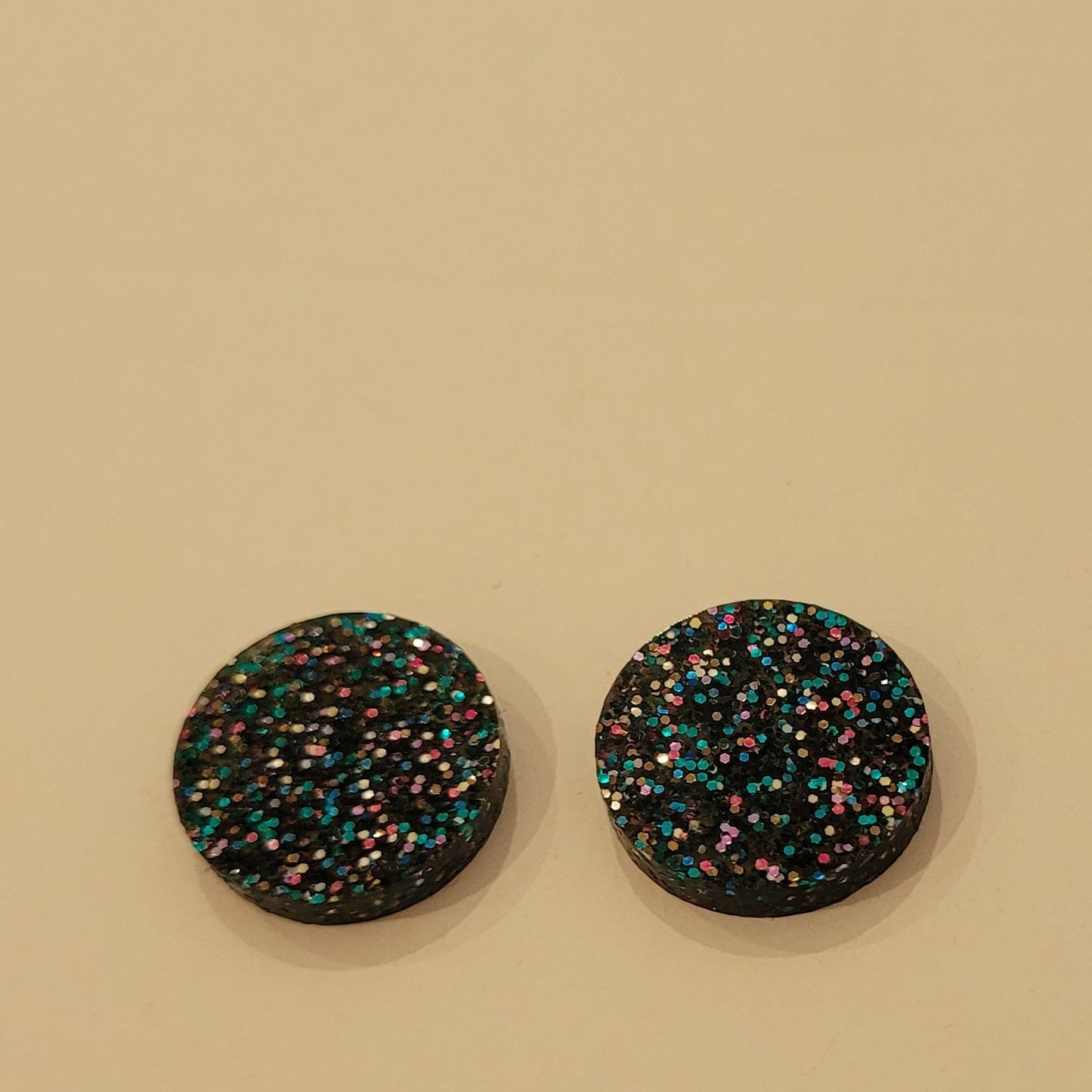 Rainbow Black Glitter Acrylic Stud Earrings