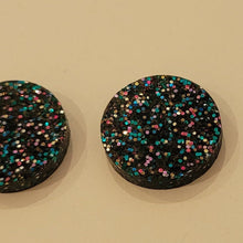 Load image into Gallery viewer, Rainbow Black Glitter Acrylic Stud Earrings
