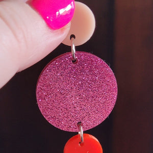 Pink and Red Glitter Bomb Earrings