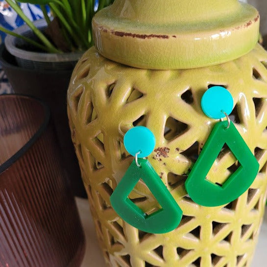 Diamond Drop Green Earrings