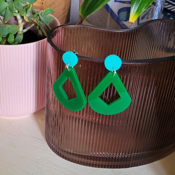 Diamond Drop Green Earrings