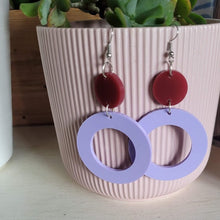 Load image into Gallery viewer, Lilac Purple Circle Drop Earrings Dopamine