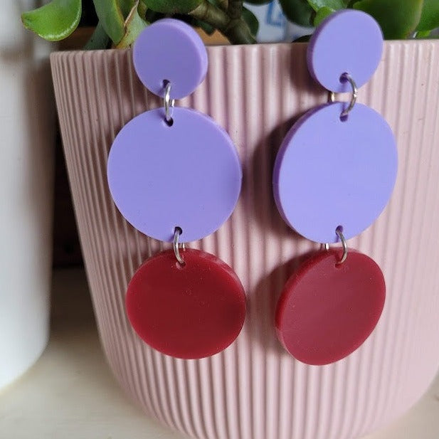 Chandelier Lilac Purple Earrings 60s style vintage