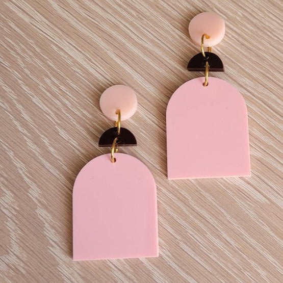 Pink Archway Dangle Earrings