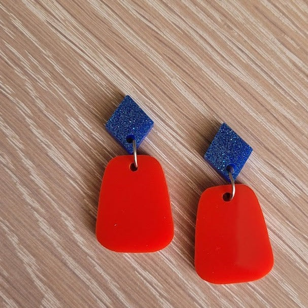 Red Curvy Drop Earrings